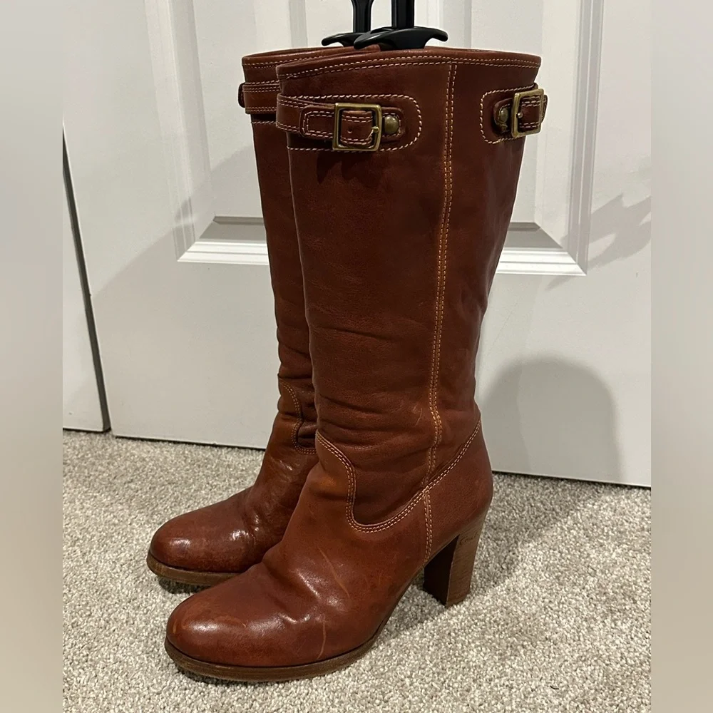 COACH Maxene Calf Q262 Boots - Whiskey 10 - Picture 3 of 9